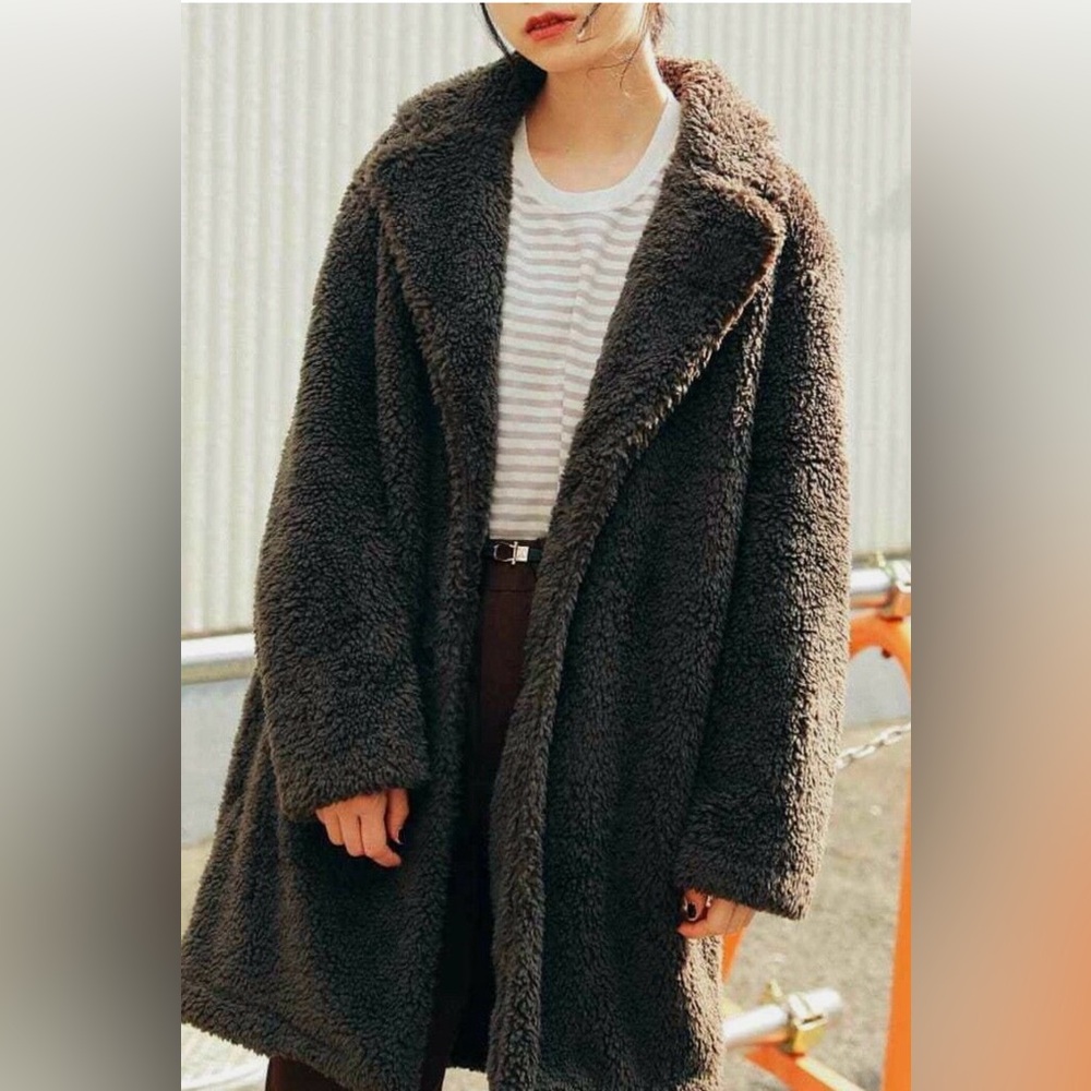 Uniqlo Pile Lined Fleece Tailored Coat, Teddy Coat, Faux Fur Coat (S/XS)